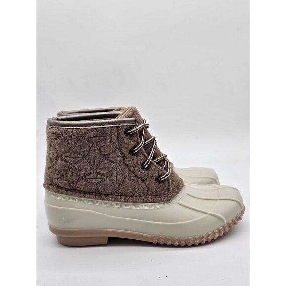 Magellan Women's Boots Size 7 M Beige Quilted Duck Boot Rubber Winter Waterproof - Picture 2 of 10